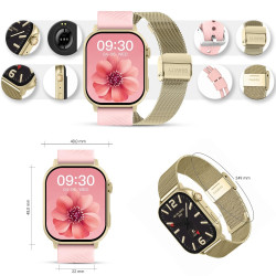 Smartwatch Gravity GT15-7 Silicone Strap + Gold Bracelet / pink
