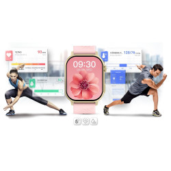 Smartwatch Gravity GT15-7 Silicone Strap + Gold Bracelet / pink
