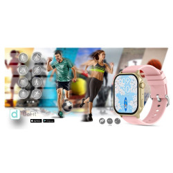 Smartwatch Gravity GT15-7 Silicone Strap + Gold Bracelet / pink