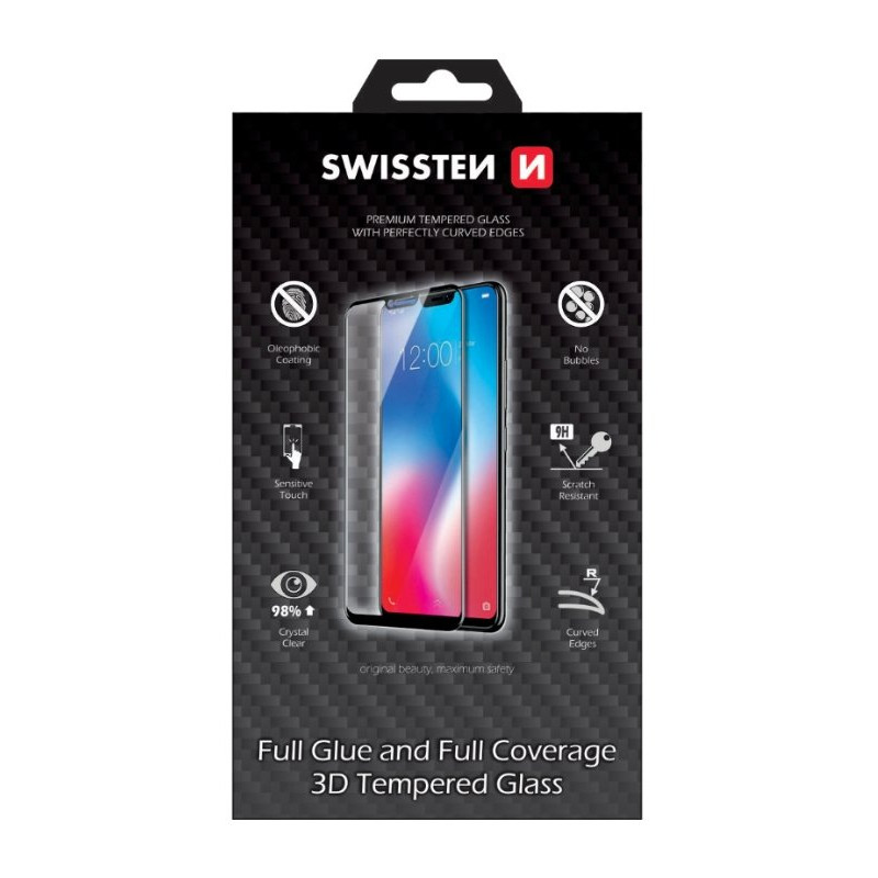 Swissten Ultra Durable Full Face / Full Glue Tempered Glass Apple iPhone 6 / 6S Black
