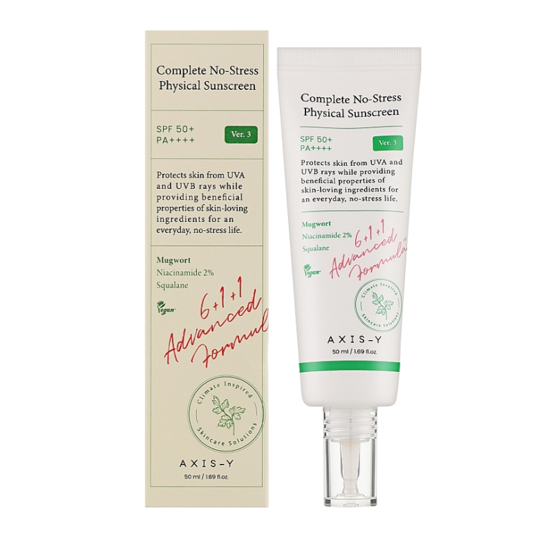Axis-Y Complete No- Stress Physical Sunscreen SPF50 Sunprotection cream 50 ml