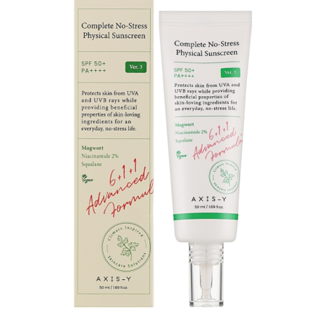 Axis-Y Complete No- Stress Physical Sunscreen SPF50 Sunprotection cream 50 ml