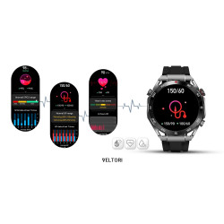 Smartwatch VELTORI VT100-1 with Black Silicone Strap and Black Eco Leather Strap / black