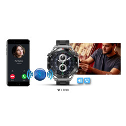 Smartwatch VELTORI VT100-1 with Black Silicone Strap and Black Eco Leather Strap / black