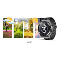 Smartwatch VELTORI VT100-1 with Black Silicone Strap and Black Eco Leather Strap / black