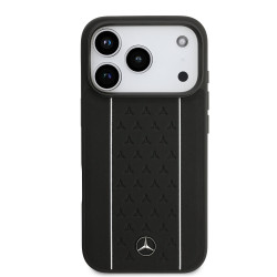 Mercedes Leather Star Pattern and Stripes MagSafe Case for Apple iPhone 17 Pro