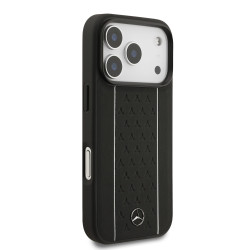 Mercedes Leather Star Pattern and Stripes MagSafe Case for Apple iPhone 17 Pro