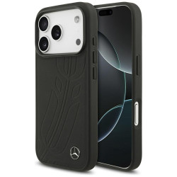 Mercedes Leather Large Laurel Leave MagSafe Case for Apple iPhone 17 Pro