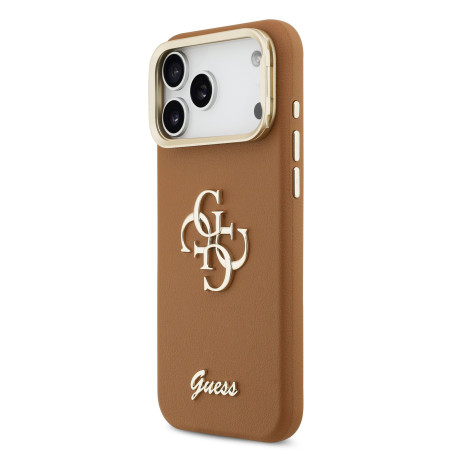 Guess PU Grained 4G Logo Stand Camera Frame Case for Apple iPhone 17 Pro Max