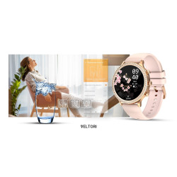 VELTORI VT310-1 Smartwatch with Gold Bracelet + Pink Silicone Strap / gold/pink
