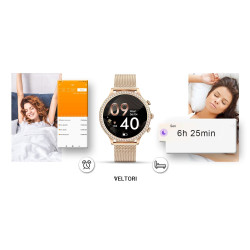 VELTORI VT310-1 Smartwatch with Gold Bracelet + Pink Silicone Strap / gold/pink
