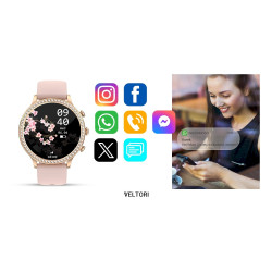 VELTORI VT310-1 Smartwatch with Gold Bracelet + Pink Silicone Strap / gold/pink