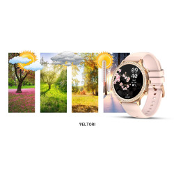 VELTORI VT310-1 Smartwatch with Gold Bracelet + Pink Silicone Strap / gold/pink