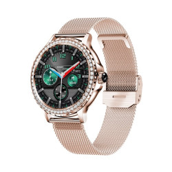 VELTORI Smartwatch VT320-1 with Gold Bracelet + Pink Silicone Strap / gold