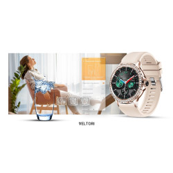 VELTORI Smartwatch VT320-1 with Gold Bracelet + Pink Silicone Strap / gold