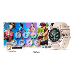 VELTORI Smartwatch VT320-1 with Gold Bracelet + Pink Silicone Strap / gold
