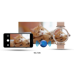 VELTORI Smartwatch VT320-1 with Gold Bracelet + Pink Silicone Strap / gold