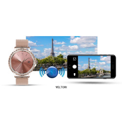 VELTORI Smartwatch VT320-1 with Gold Bracelet + Pink Silicone Strap / gold