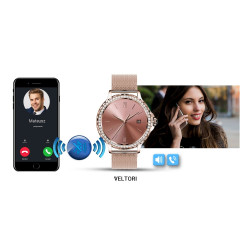 VELTORI Smartwatch VT320-1 with Gold Bracelet + Pink Silicone Strap / gold