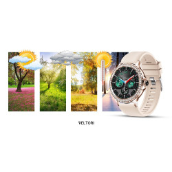 VELTORI Smartwatch VT320-1 with Gold Bracelet + Pink Silicone Strap / gold