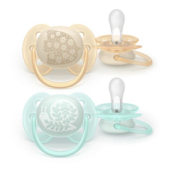 Philips Avent Ultra soft DECO Baby Pacifier 0-6m 2pcs Blue/Yellow