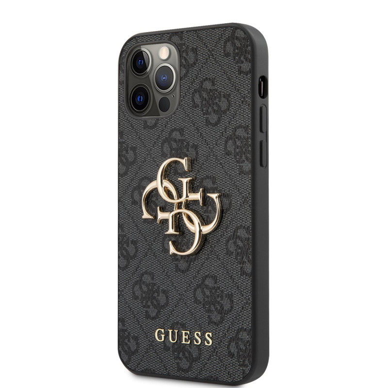 Guess PU 4G Metal Logo Case for iPhone 12/12 Pro / Grey