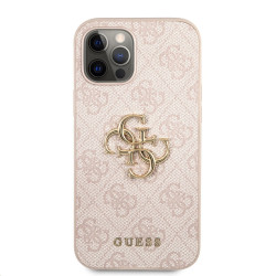 Guess PU 4G Metal Logo Case for iPhone 12/12 Pro / Pink