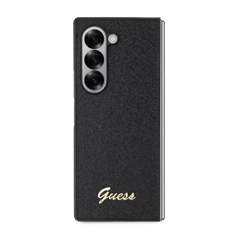 Guess PC/TPU Glitter Flakes Metal Logo Case for Samsung Galaxy Z Fold 6 / Black