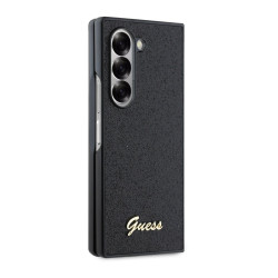 Guess PC/TPU Glitter Flakes Metal Logo Case for Samsung Galaxy Z Fold 6 / Black