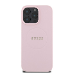 Guess PU Grained Classic Logo MagSafe Case for iPhone 16 Pro / Pink
