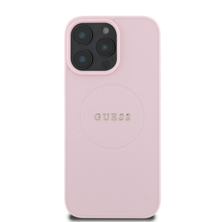 Guess PU Grained Classic Logo MagSafe Case for iPhone 16 Pro / Pink