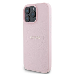 Guess PU Grained Classic Logo MagSafe Case for iPhone 16 Pro / Pink