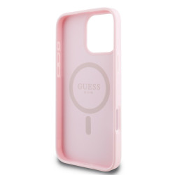 Guess PU Grained Classic Logo MagSafe Case for iPhone 16 Pro / Pink