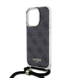 Guess IML 4G Printed Crossbody Strap Case for iPhone 16 Pro Max / Black