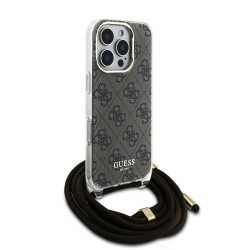 Guess IML 4G Printed Crossbody Strap Case for iPhone 16 Pro / Brown