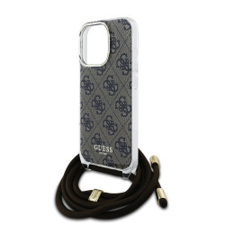 Guess IML 4G Printed Crossbody Strap Case for iPhone 16 Pro / Brown