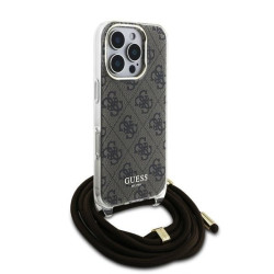Guess IML 4G Printed Crossbody Strap Case for iPhone 16 Pro Max / Brown