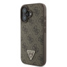 Guess PU 4G Strass Triangle Metal Logo Case + Crossbody Strap for iPhone 16 / Brown
