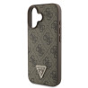 Guess PU 4G Strass Triangle Metal Logo Case + Crossbody Strap for iPhone 16 / Brown