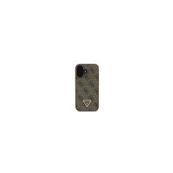 Guess PU 4G Strass Triangle Metal Logo Case + Crossbody Strap for iPhone 16 / Brown