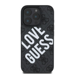 Guess PU Leather 4G Big Love Logo MagSafe Case for iPhone 16 Pro / Black