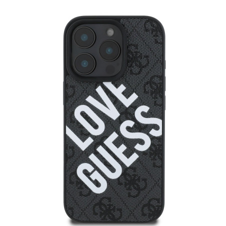 Guess PU Leather 4G Big Love Logo MagSafe Case for iPhone 16 Pro / Black