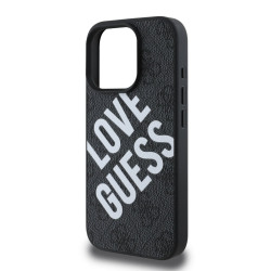 Guess PU Leather 4G Big Love Logo MagSafe Case for iPhone 16 Pro / Black