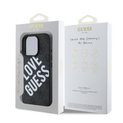 Guess PU Leather 4G Big Love Logo MagSafe Case for iPhone 16 Pro / Black