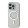 Guess IML Rhinestones Ring MagSafe Case for iPhone 16 Pro / White