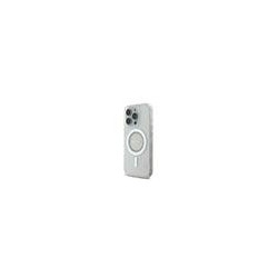 Guess IML Rhinestones Ring MagSafe Case for iPhone 16 Pro / White