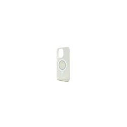Guess IML Rhinestones Ring MagSafe Case for iPhone 16 Pro / White