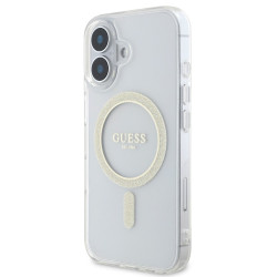 Guess IML Glitter Ring MagSafe Case for iPhone 16 Plus / Transparent
