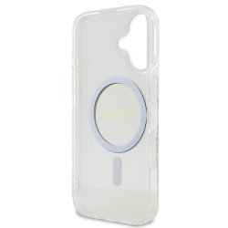 Guess IML Glitter Ring MagSafe Case for iPhone 16 Plus / Transparent