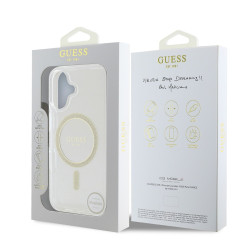 Guess IML Glitter Ring MagSafe Case for iPhone 16 Plus / Transparent